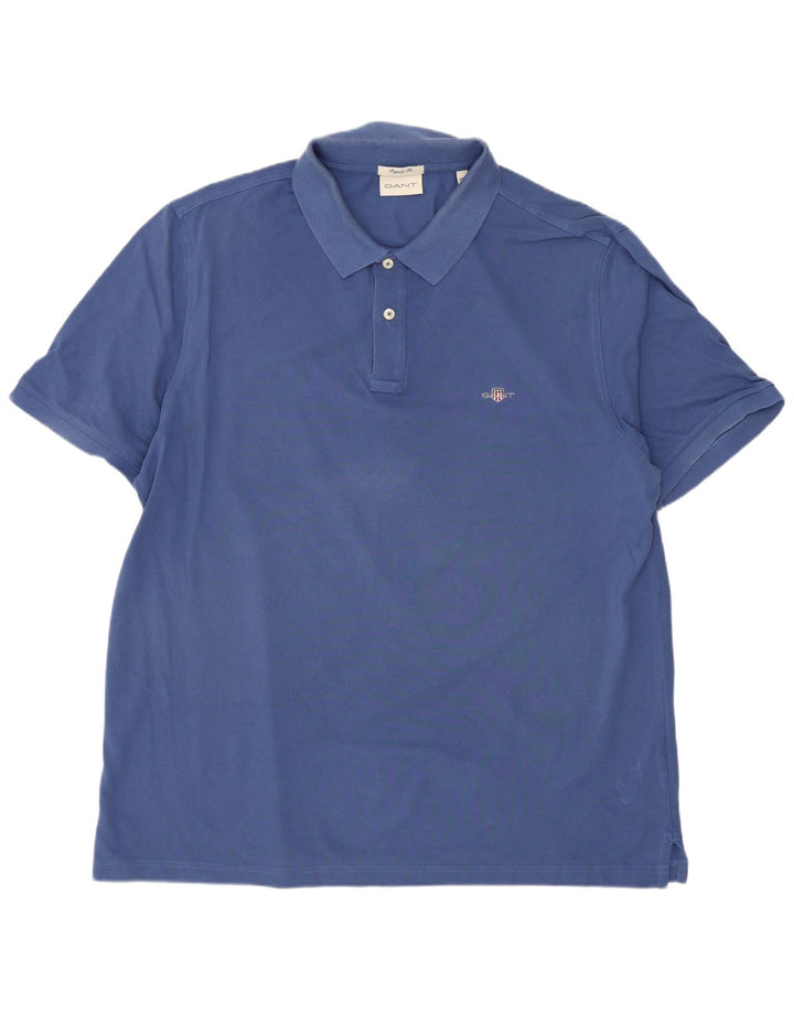 Gant Herren-Poloshirt mit normaler Passform, 2XL, blaue Baumwolle