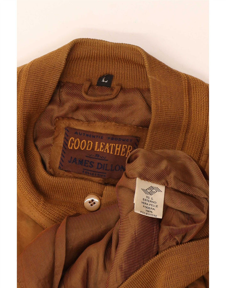 James Dillon Herren Wildleder Bomberjacke UK 40 Large Beige Leder