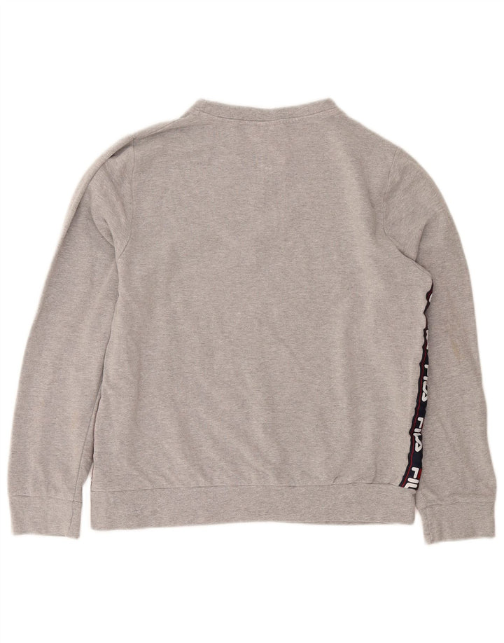 Fila Damen Grafik-Sweatshirt-Pullover UK 16 Large Graue Baumwolle