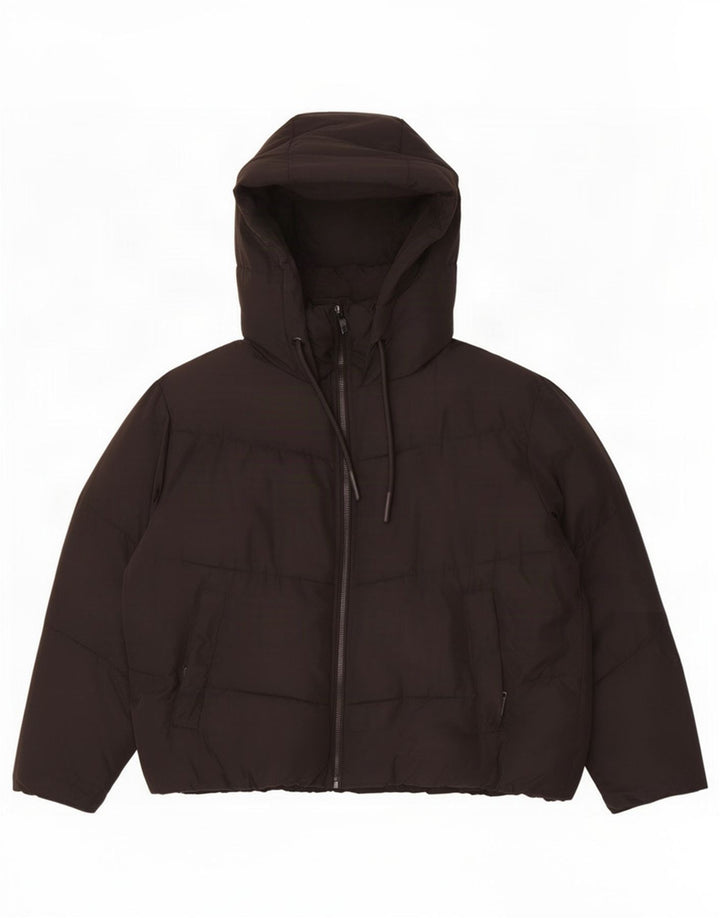 Zara Damen-Kapuzen-Übergröße, wattierte Jacke, UK 10, Größe S, Schwarz, Polyester