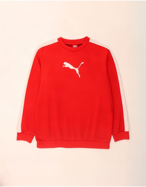 Puma Grafik-Sweatshirt für Jungen, 15–16 Jahre, rote Farbblock-Baumwolle