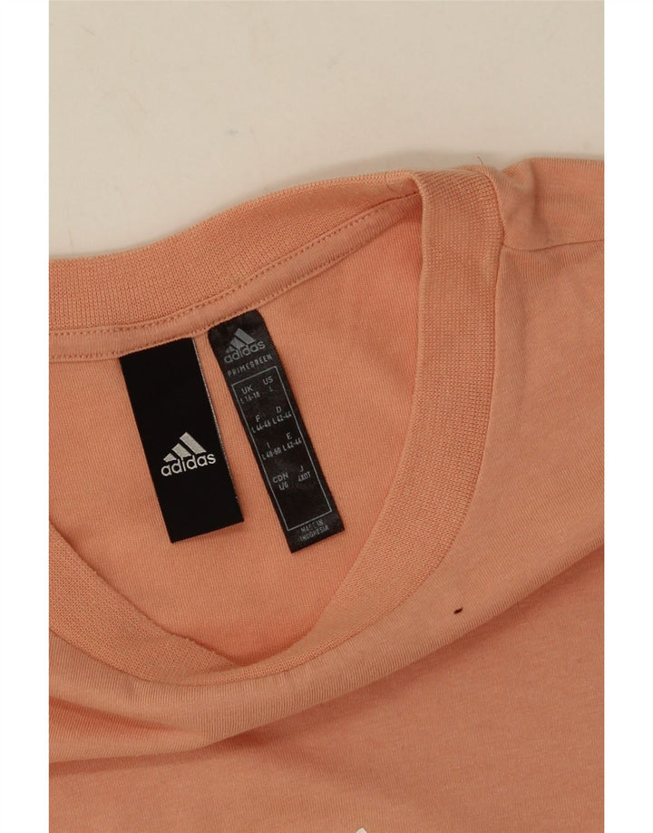 Adidas Damen Übergroßes Grafik-T-Shirt-Oberteil UK 16/18 Large Orange Polyester