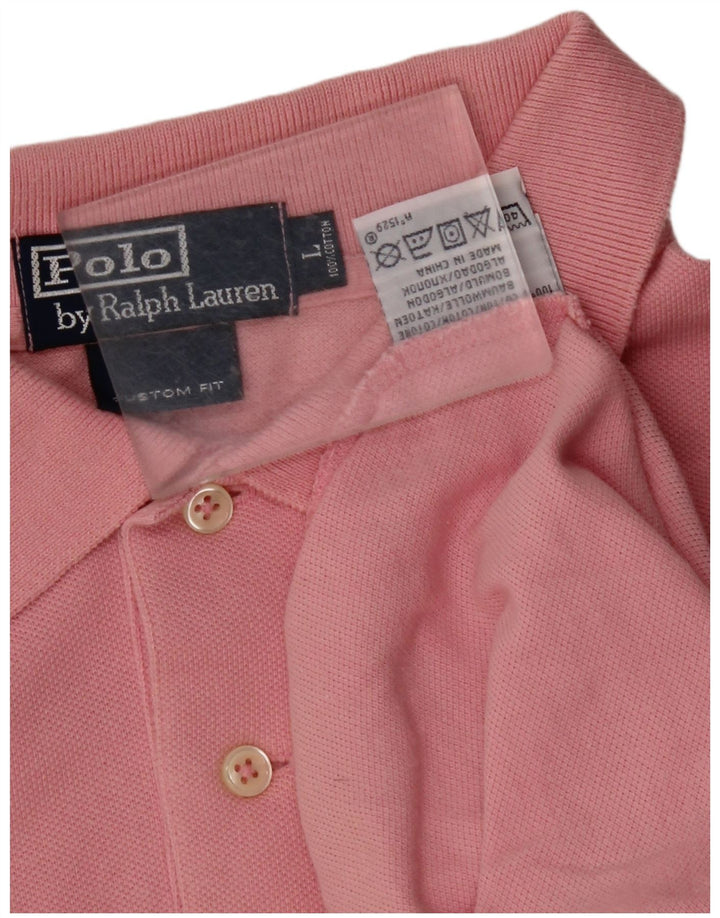 POLO RALPH LAUREN Herren-Poloshirt mit individueller Passform, langärmelig, groß, rosa Baumwolle