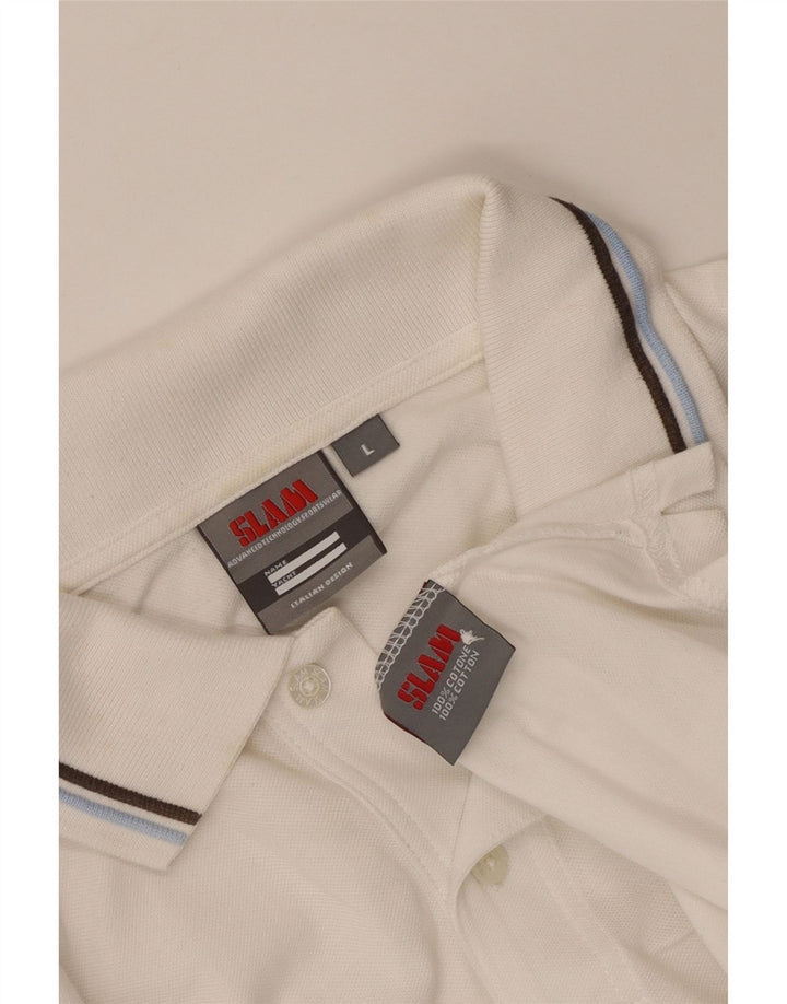 Slam Herren-Poloshirt, groß, aus weißer Baumwolle