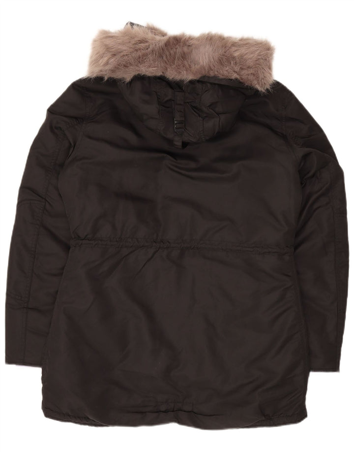 Superdry Damen-Parka mit Kapuze, UK 16, Größe L, Schwarz, Nylon, Winter