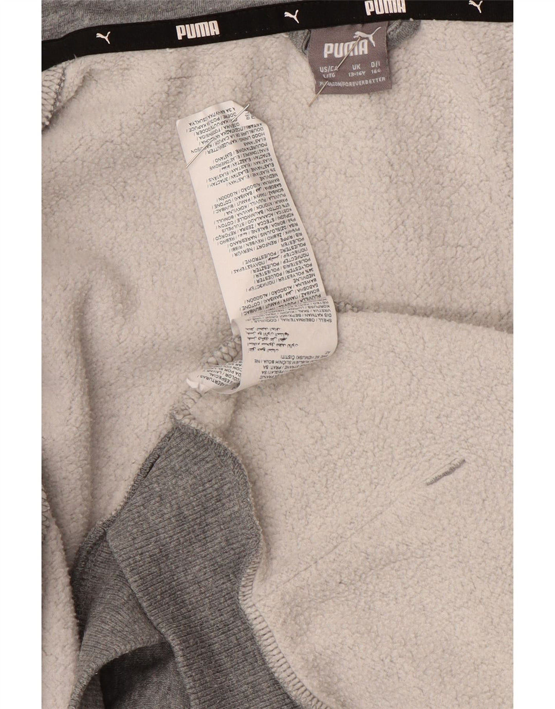 PUMA Jungen-Kapuzenpullover mit grafischem Reißverschluss, 13–14 Jahre, graue Baumwolle