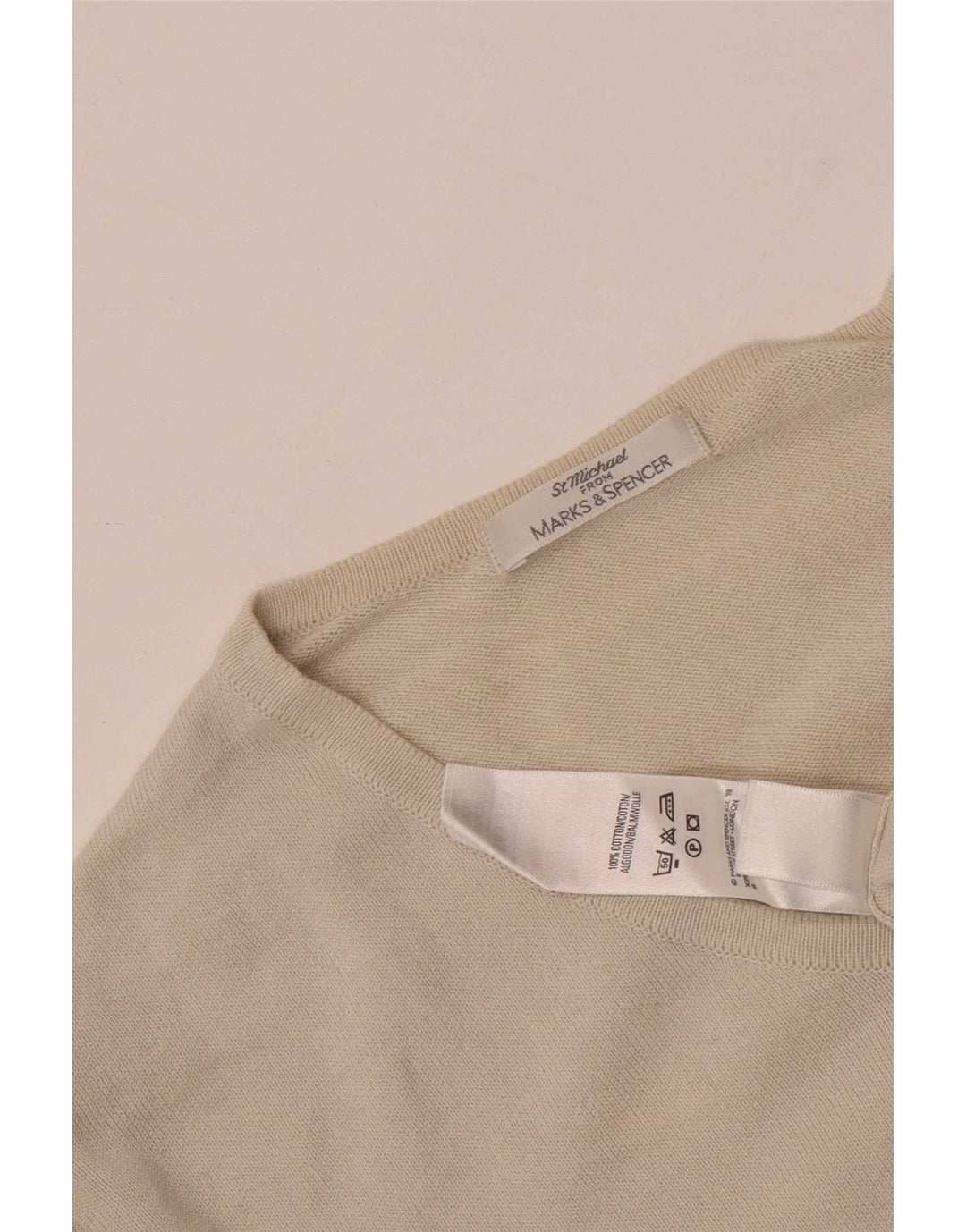 Marks & Spencer Herren Top Langarm XL Beige Baumwolle