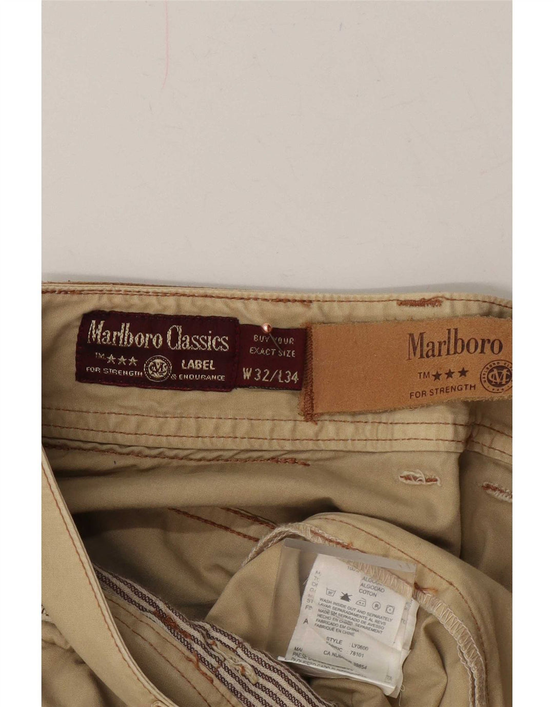 Gerade Herren-Cargohose von Marlboro Classics, W32, L34, Khaki, Baumwolle