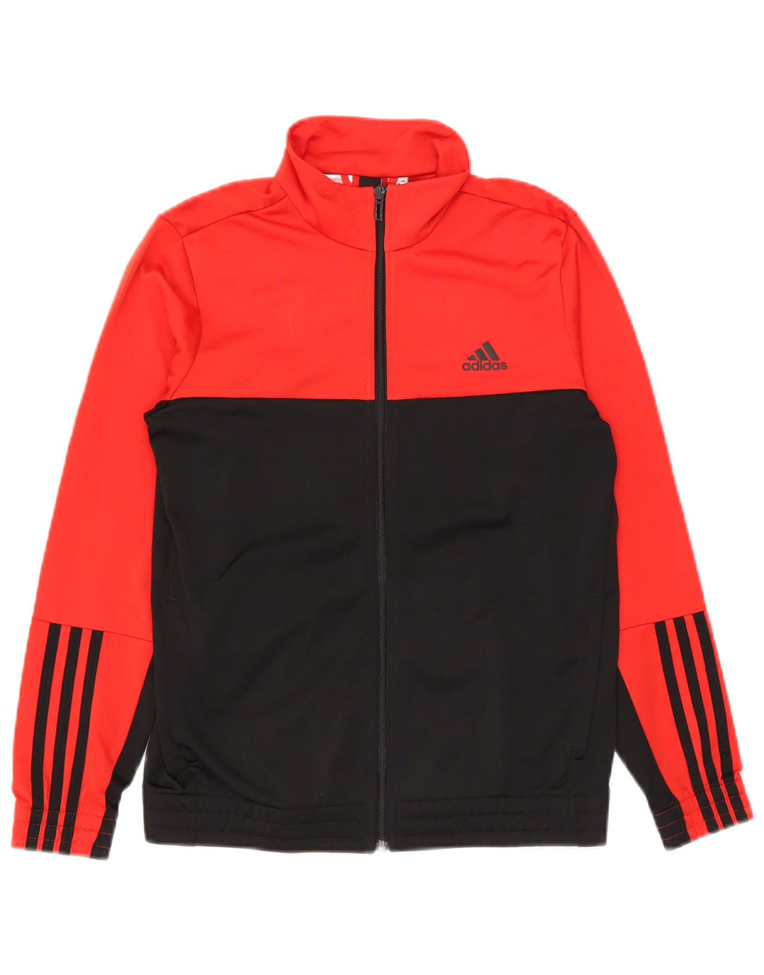 Adidas Jungen-Trainingsanzug-Top-Jacke, 13–14 Jahre, rotes Farbblock-Polyester
