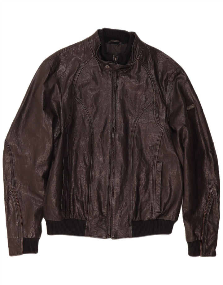 Trussardi Herren Lederjacke IT 52 XL Schwarzes Leder