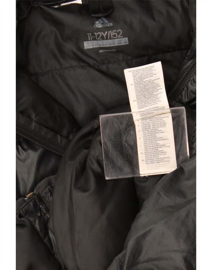 Adidas Jungen wattierte Jacke mit Kapuze, 11–12 Jahre, schwarzes Polyester