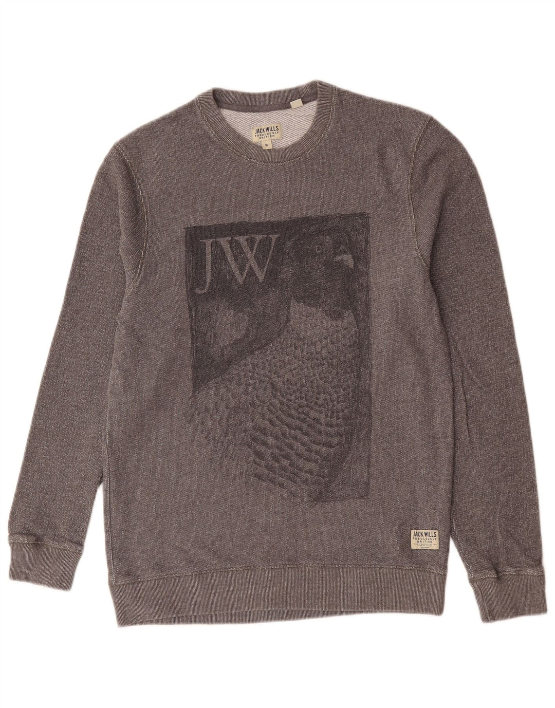 Jack Wills Herren-Sweatshirt mit Grafik, mittelgraue Baumwolle