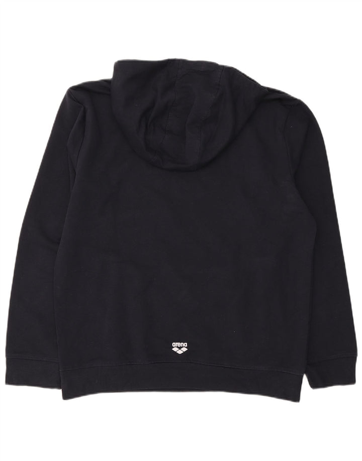 ARENA Mens Graphic Hoodie Jumper Large Navy Blue Polyester