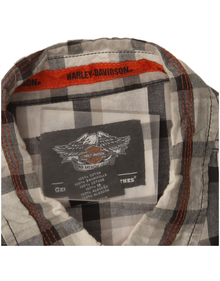 Harley Davidson Herren-Grafik-Kurzarmhemd XL, grau kariert, Baumwolle