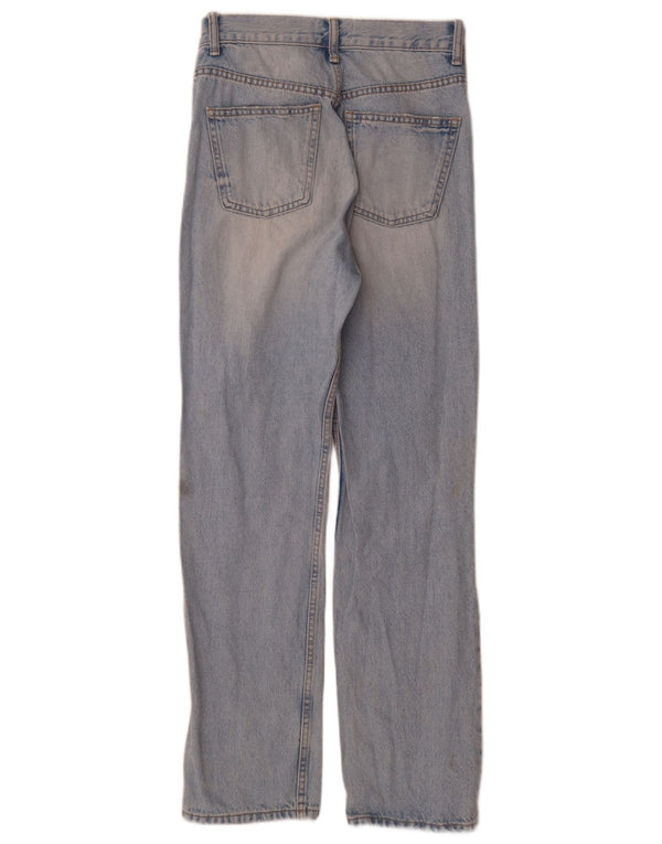 Zara Damen Distressed Straight Jeans EU 36 XS W26 L30 Blaue Baumwolle