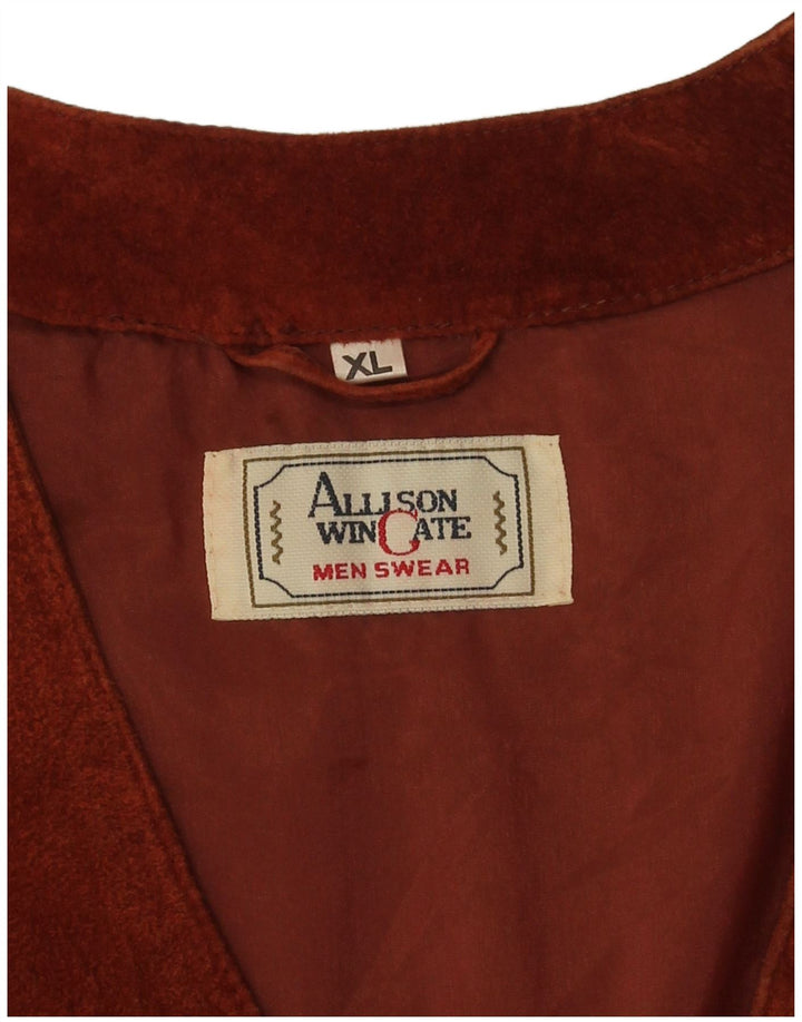 Allison Wingate Herren Wildlederweste XL Braunes Leder