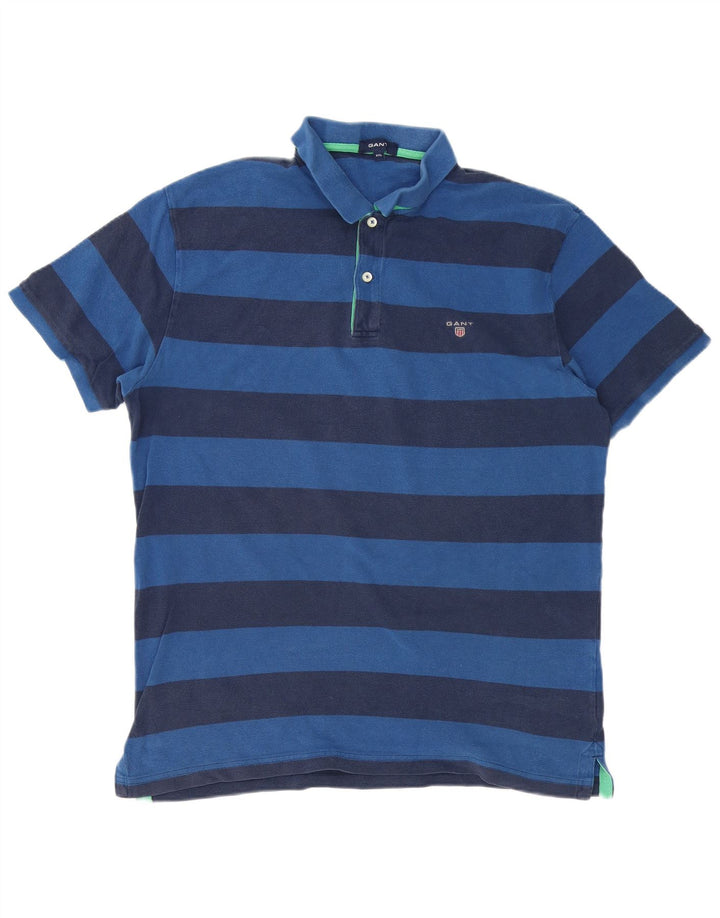Gap Herren Poloshirt 2XL Marineblau gestreift aus Baumwolle