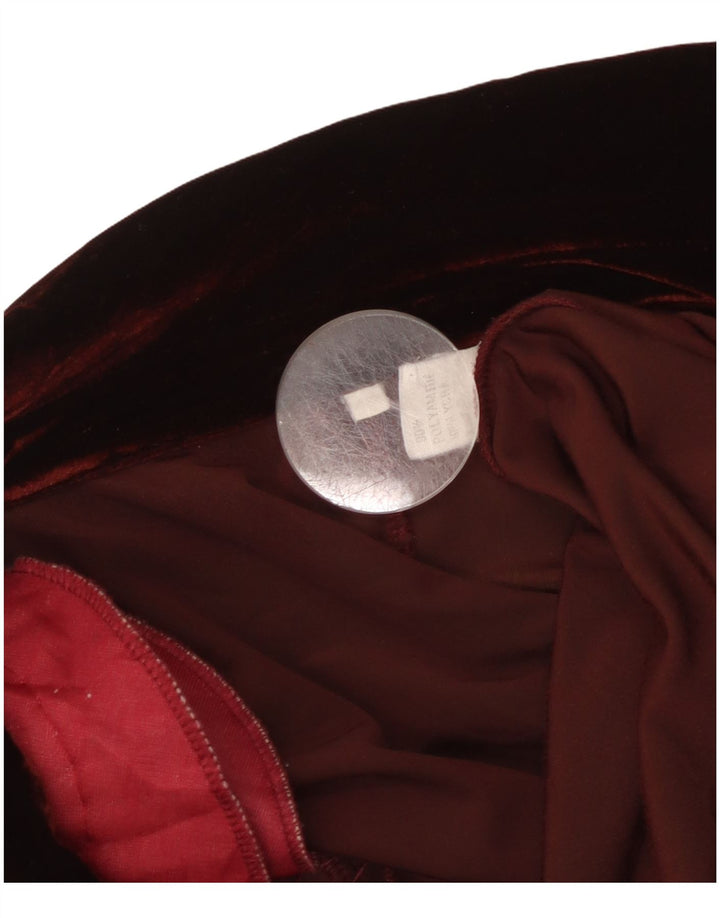VINTAGE Damen 3-Knopf-Velours-Blazerjacke UK 10 Small Burgund