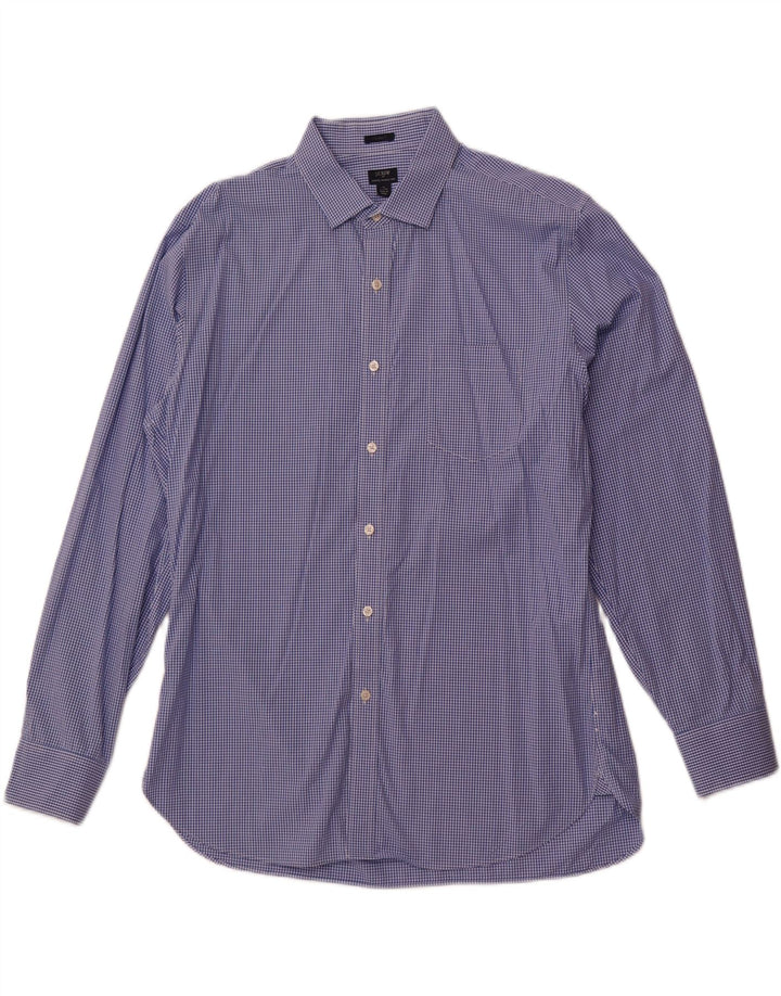 J. Crew Herren Stretch-Hemd, Größe 17 17/12 XL, blauer Gingham