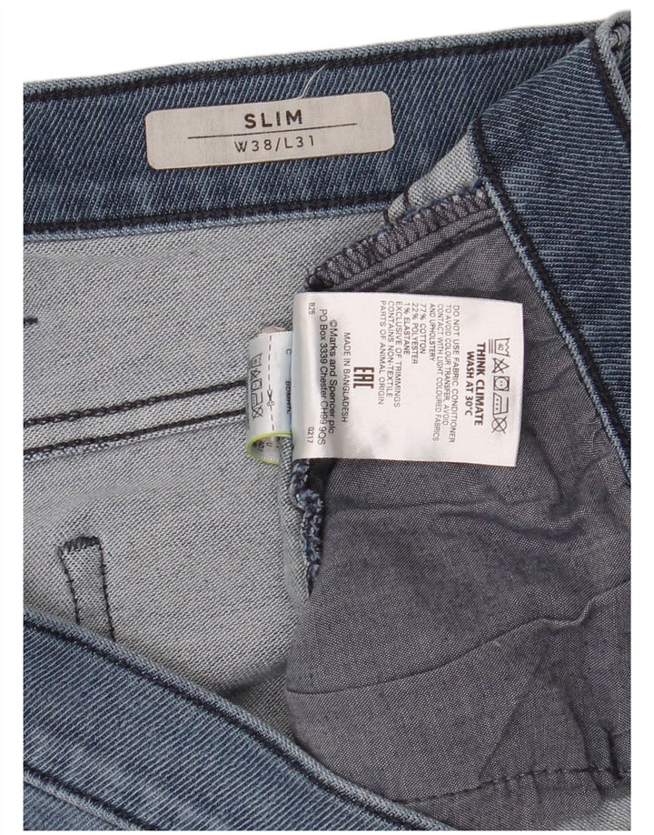 Marks & Spencer Herren Slim Jeans W38 L31 Blaue Baumwolle