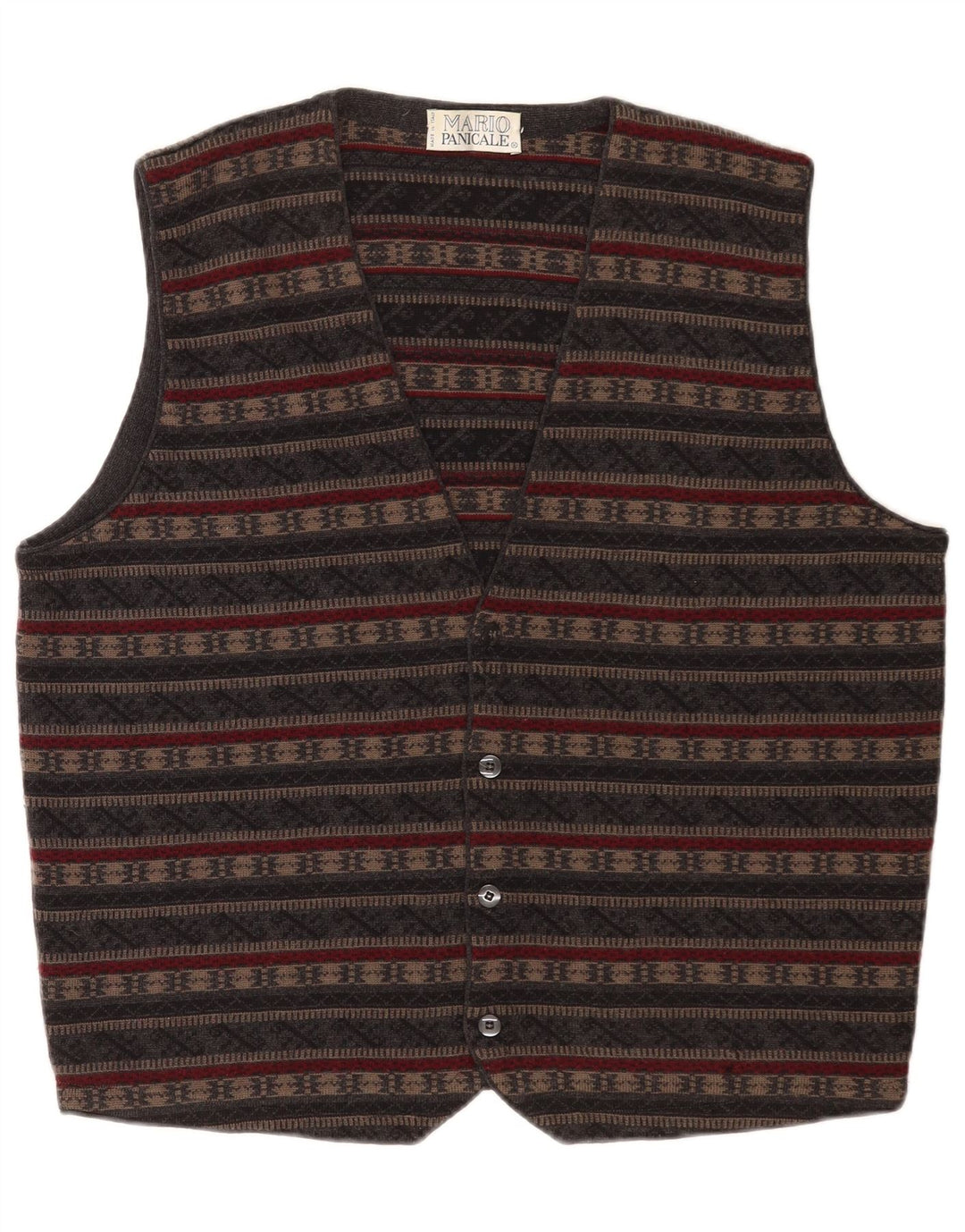 Vintage Herren Strickweste Mittelgrau Fair Isle Schurwolle