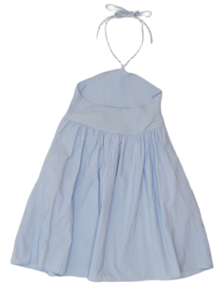 ZARA Damen Neckholder-Kleid UK 12 Mittelblau