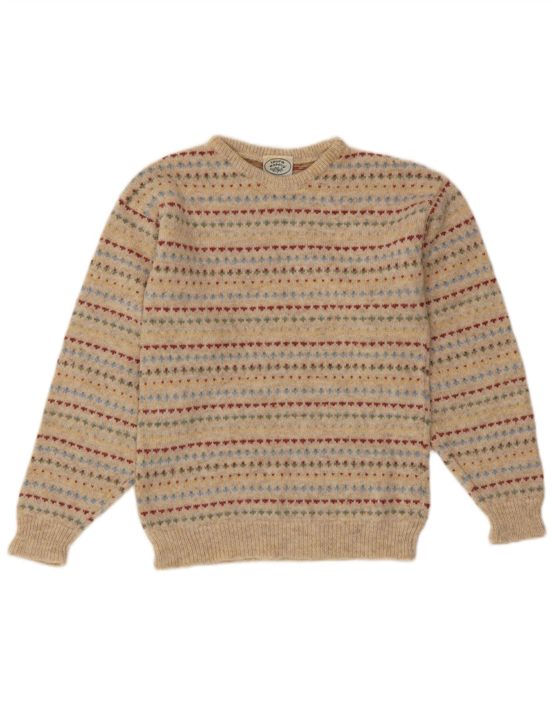 LAURA ASHLEY Damen-Pullover mit Rundhalsausschnitt, Gr. 10, Größe S, Beige, Fair Isle