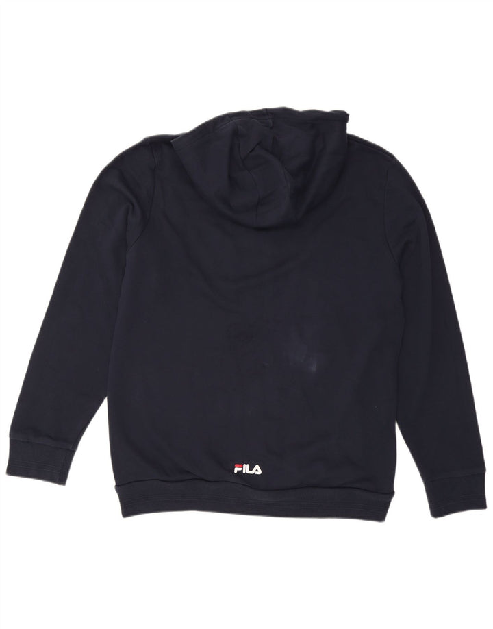 FILA Herren-Kapuzenpullover mit grafischem Reißverschluss, groß, marineblaue Baumwolle