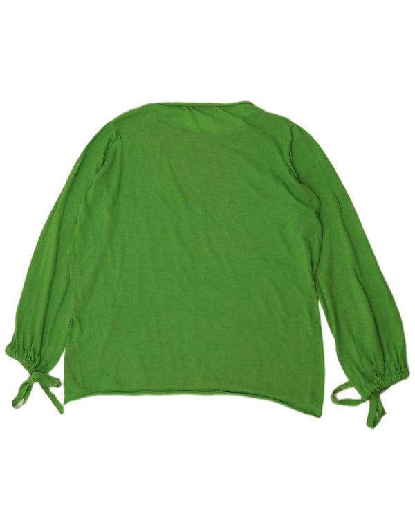 Zara Damen Übergroßes Top Langarm UK 10 Small Grün Polyester