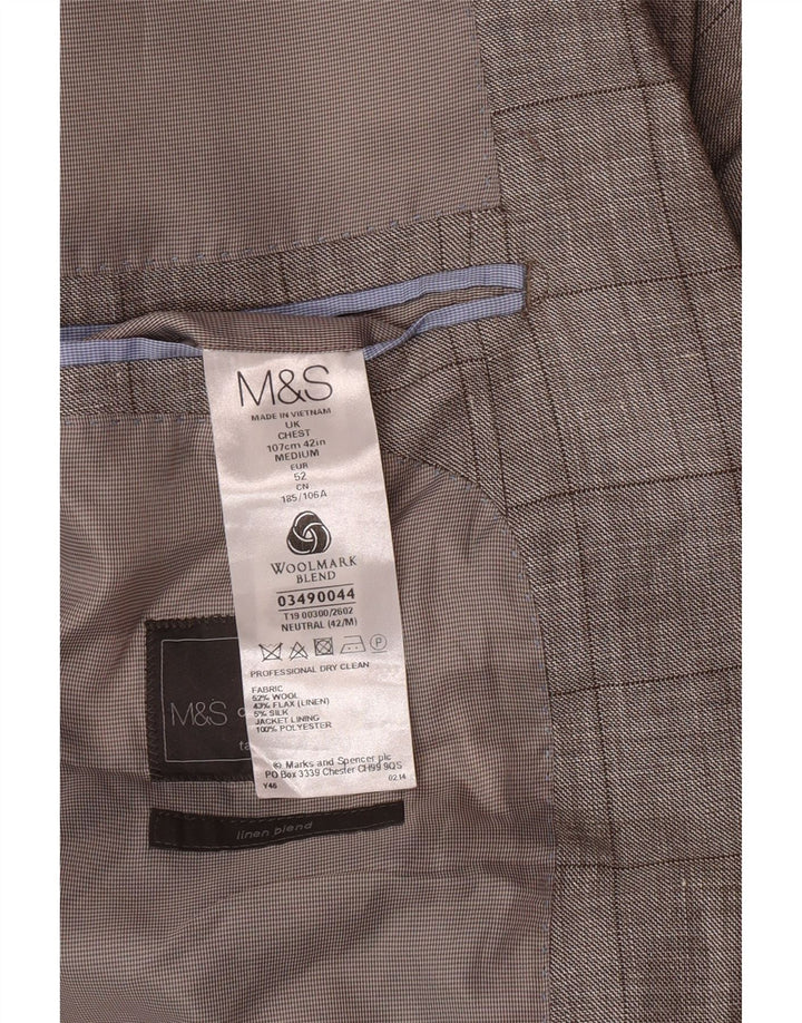 Marks & Spencer Herren-Blazer mit maßgeschneiderter Passform, Gr. 42, groß, grau kariert