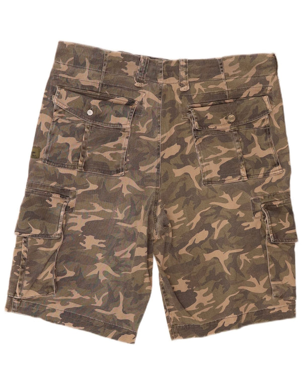 VINTAGE Herren Cargo Shorts W36 Große Khaki Camouflage Baumwolle