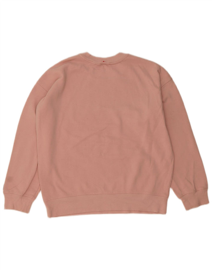 Dkny Womens Graphic Oversized Sweatshirt Pullover UK 14 Mittelrosa Baumwolle