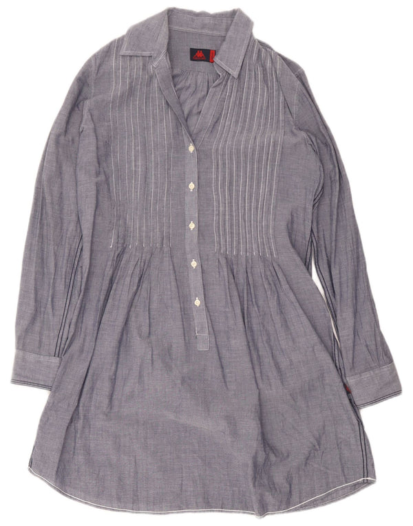 Kappa Damen Pullover-Hemdkleid UK 14 Mittelblaue Baumwolle