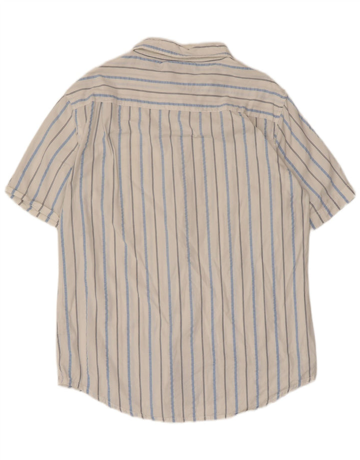 Fila Herren Kurzarmhemd, groß, weiß, Nadelstreifen