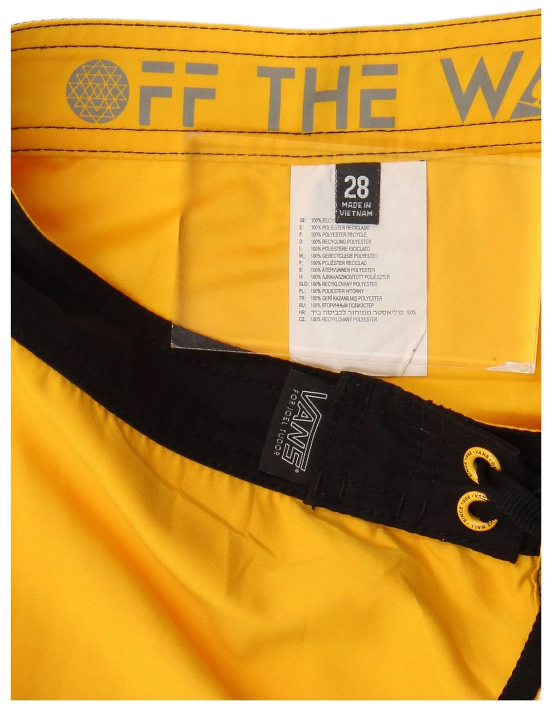 Vans Herren-Badeshorts, klein, gelbes Colourblock-Polyester