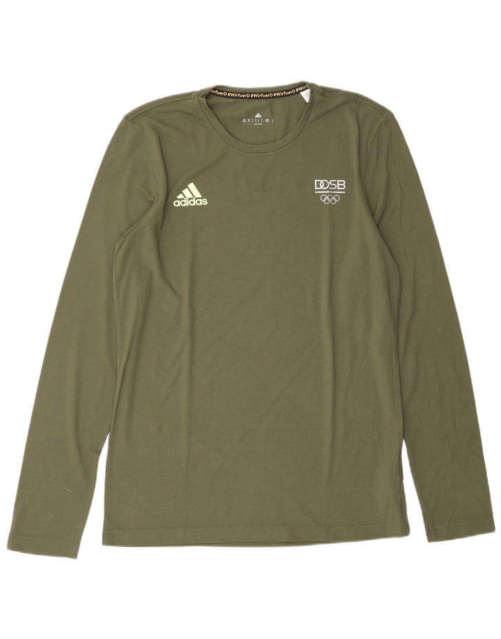 ADIDAS Herren Olympische Spiele Top Langarm UK 40/42 Medium Khaki Polyester