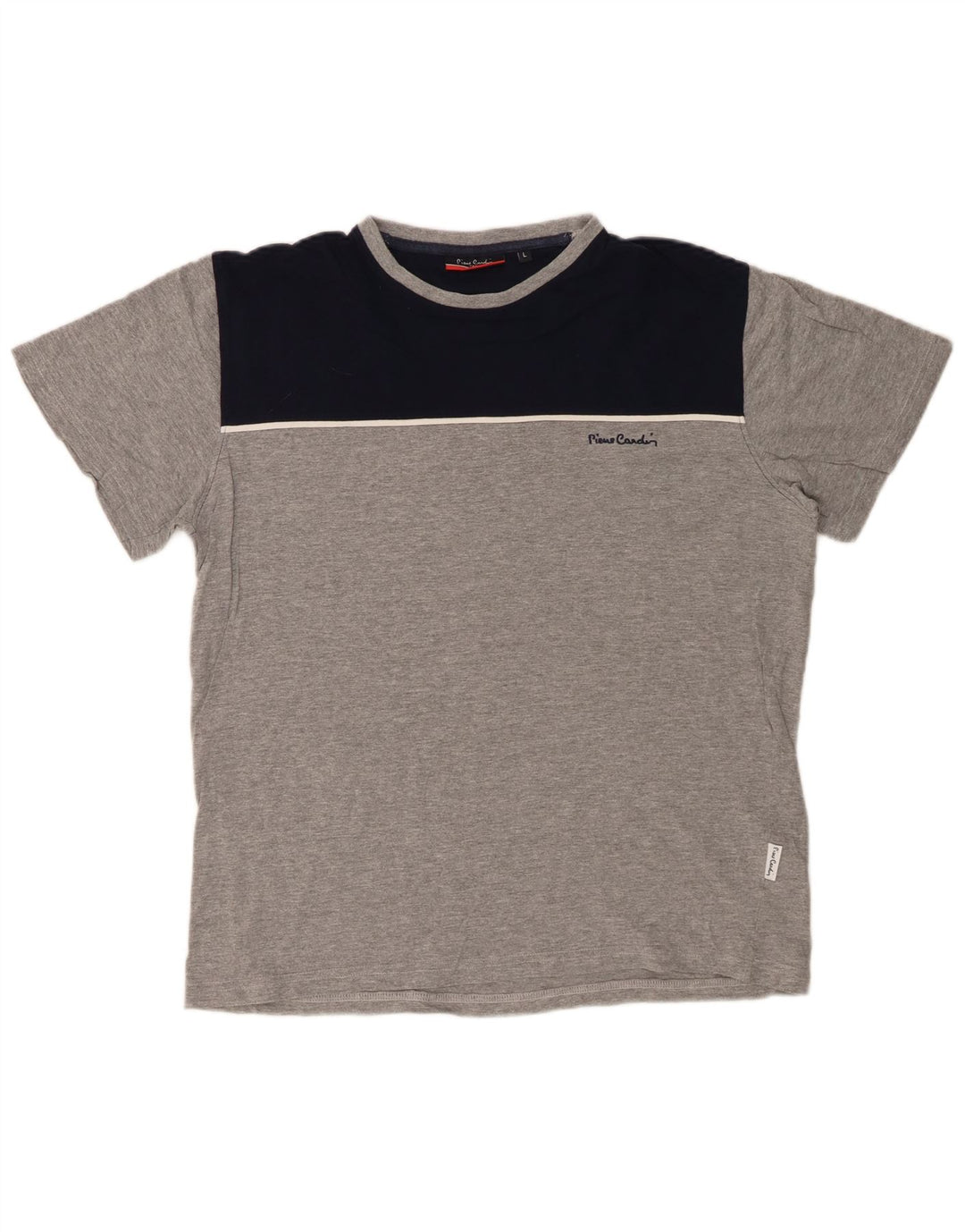 PIERRE CARDIN Herren T-Shirt Top Large Grau Colourblock Baumwolle