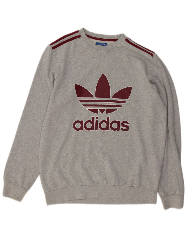 Adidas Herren Grafik-Sweatshirt-Pullover aus mittelgrauer Baumwolle