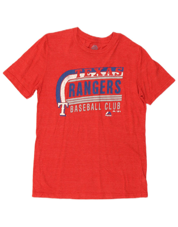 Majestic Jungen Texas Rangers T-Shirt mit Grafik, 12–13 Jahre, Größe L, Rot