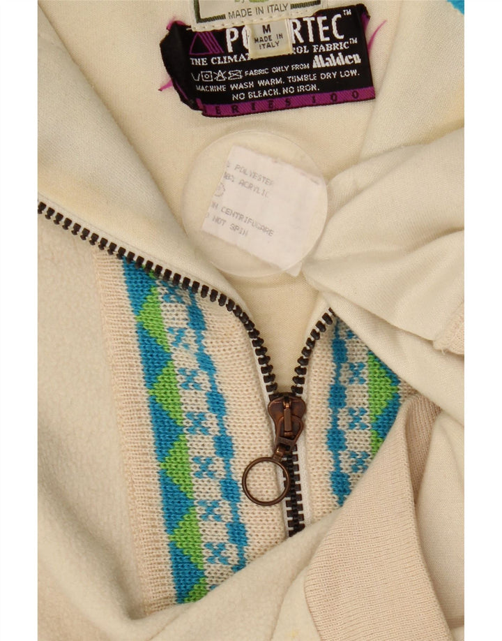Silvy Polartec-Fleecepullover mit Reißverschluss am Hals für Herren, mittelbeigefarbenes Fair-Isle-Polyester