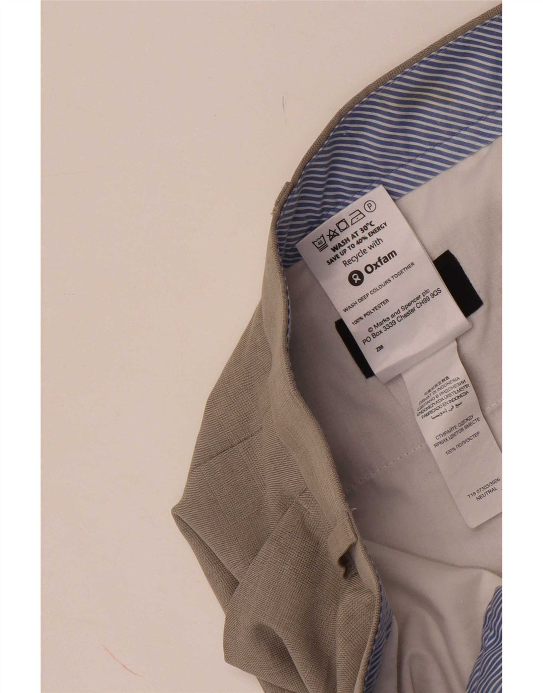 Gerade Herren-Anzughose von Marks & Spencer, W38, L33, beige, Polyester