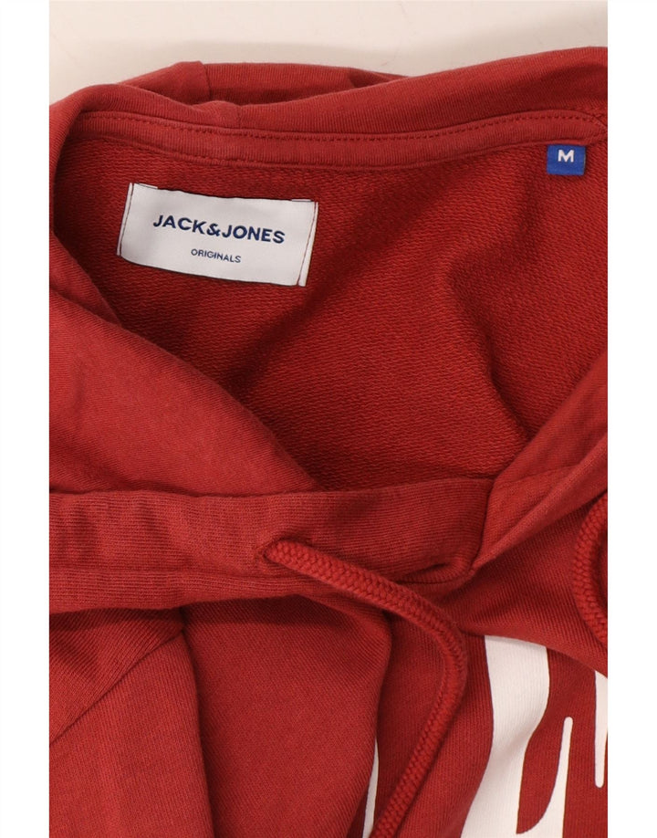 JACK & JONES Mens Graphic Hoodie Jumper Medium Red Cotton Vintage Jack & Jones and Second-Hand Jack & Jones from Messina Hembry 