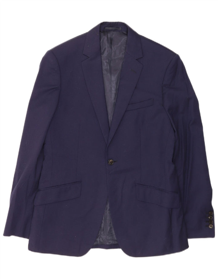 Reiss Herren-Blazer mit 1 Knopf, UK 38, mittelmarineblaue Wolle