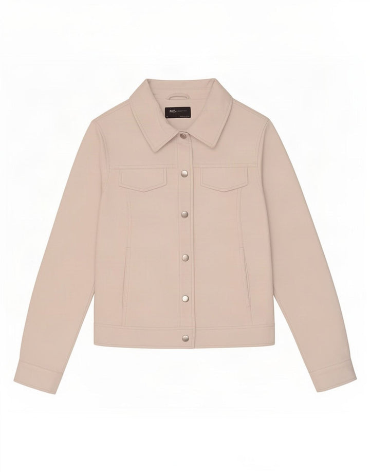 Marks & Spencer Damen Kunstlederjacke UK 8 Small Off White