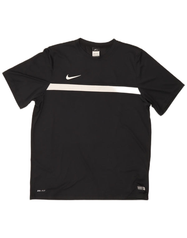 Nike Herren Dri Fit T-Shirt Top 2XL Schwarz Colourblock Polyester