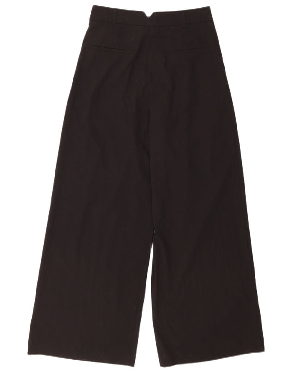 Zara Damen Freizeithose mit hoher Taille und weitem Bein, Größe S, W26, L31, Schwarz