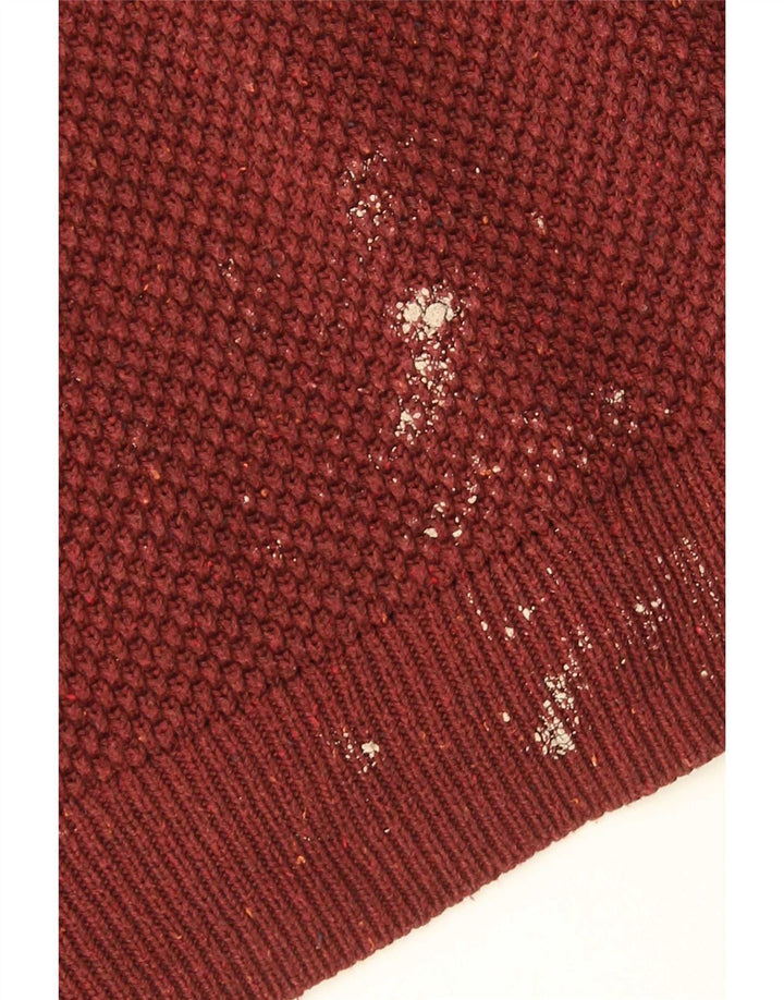 Zara Herren-Pullover mit U-Boot-Ausschnitt, XL, rote Baumwolle