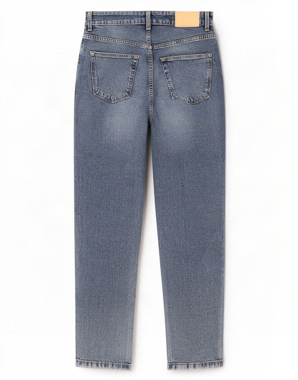 Zara Damen High Waist Tapered Jeans EU 38 Small W28 L27 Blaue Baumwolle
