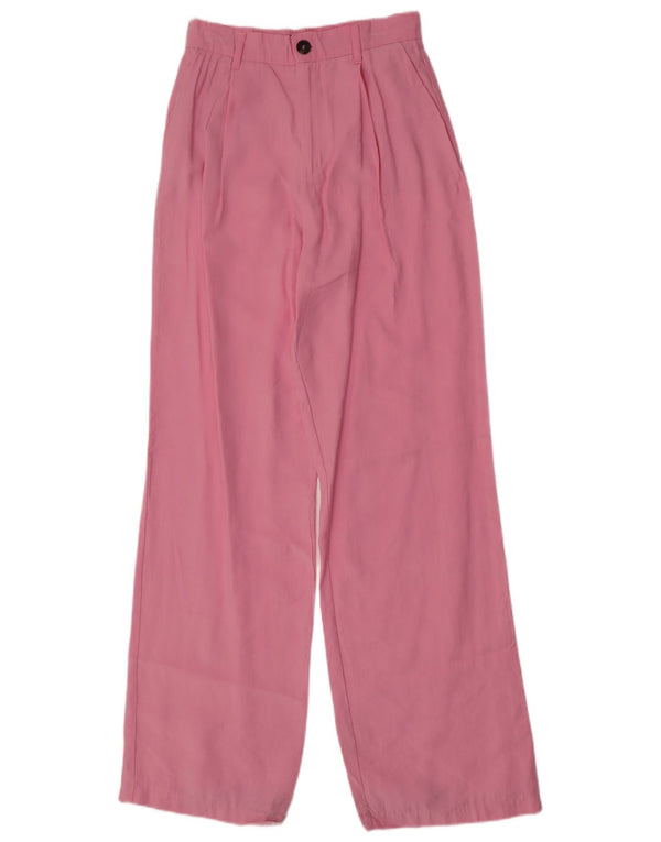 Zara Damen-Chinohose mit hoher Taille und weitem Bein, XS, W24, L34, Rosa, Modal