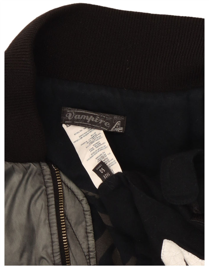 Vintage Herren Slim Bomberjacke EU 50 Großes graues Colourblock-Nylon